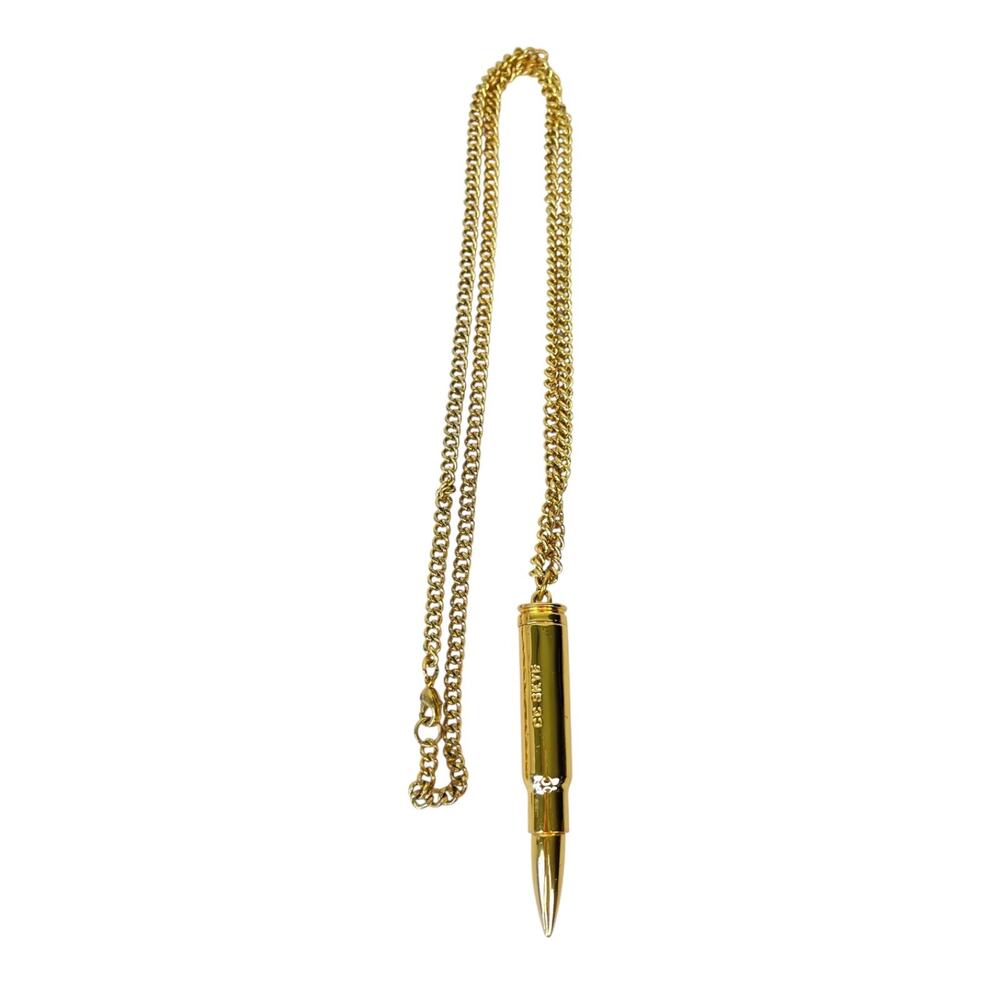 CC Skye Gold-Tone Bullet Pendant Necklace Edgy Punk Long Chain Pendant Opens Up